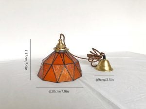 Vintage hanglamp glazen kap (handwerk)
