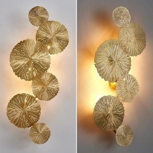 Lotusblatt-Wandleuchte aus reinem Kupfer